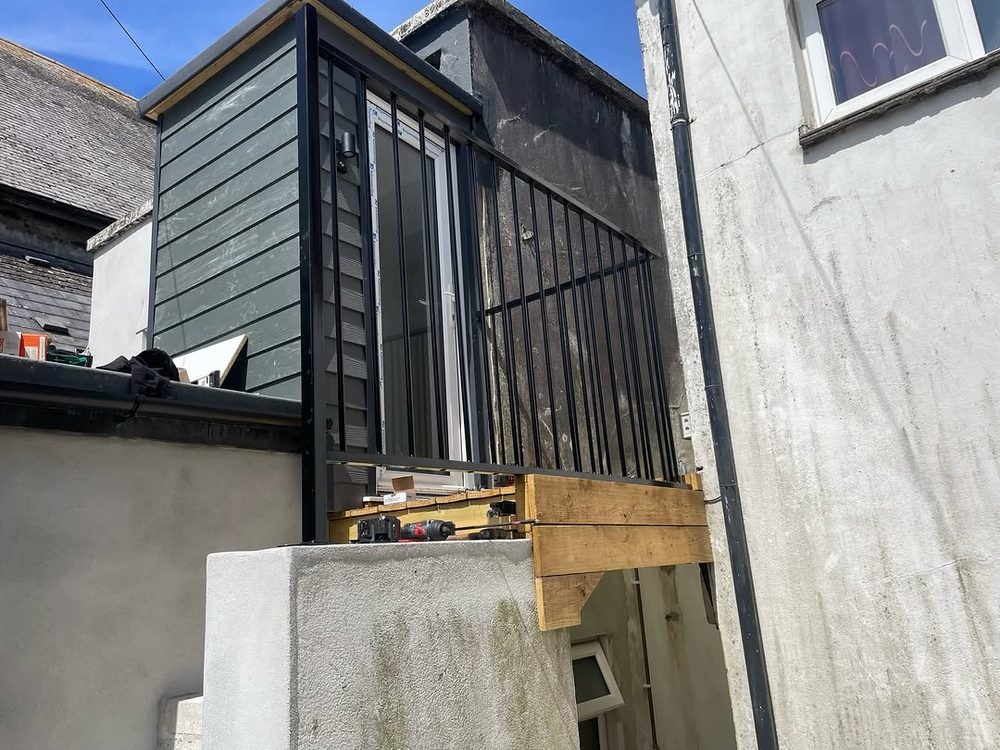 Pre-fab stainless steel handrails modified and cut to size