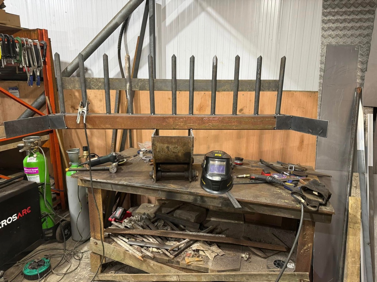 A mild-steel railing fabricated on the bench in the RWF Cornwall workshop, Redruth